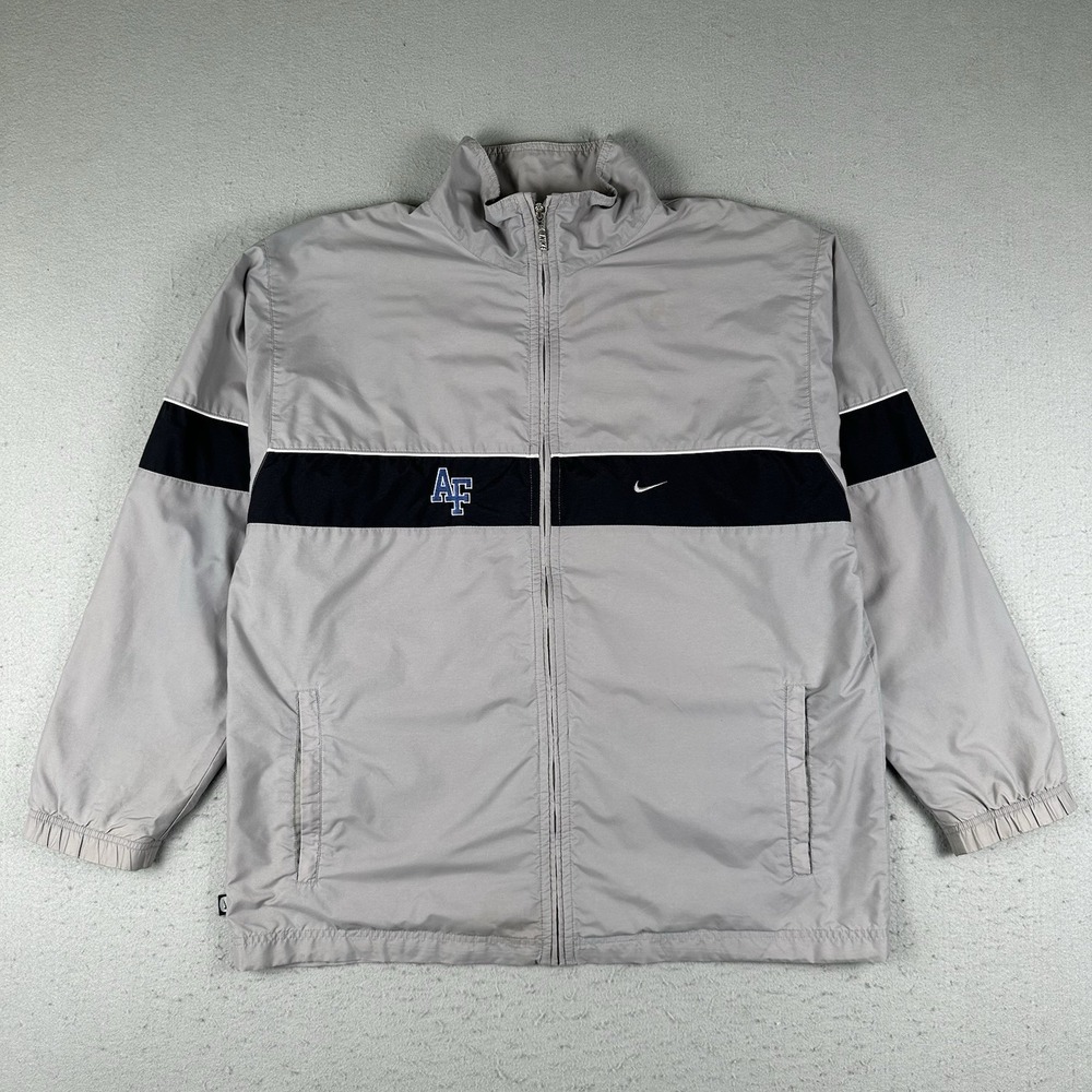 Vintage‎ Nike US Air Force Jacket Men's XL Gray Full Zip Windbreaker